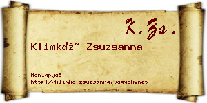 Klimkó Zsuzsanna névjegykártya