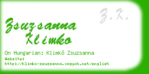 zsuzsanna klimko business card